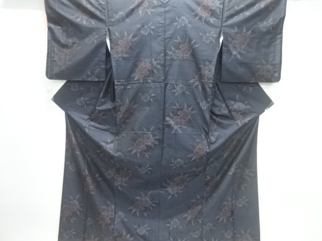 JAPANESE KIMONO / DORO OSHIMA TSUMUGI / WOVEN FLOWER
